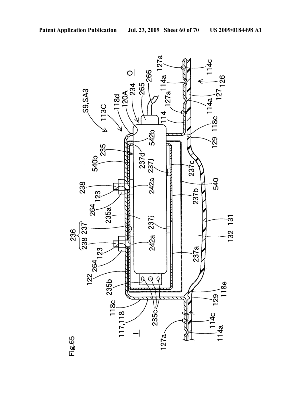 Knee protecting airbag device - diagram, schematic, and image 61