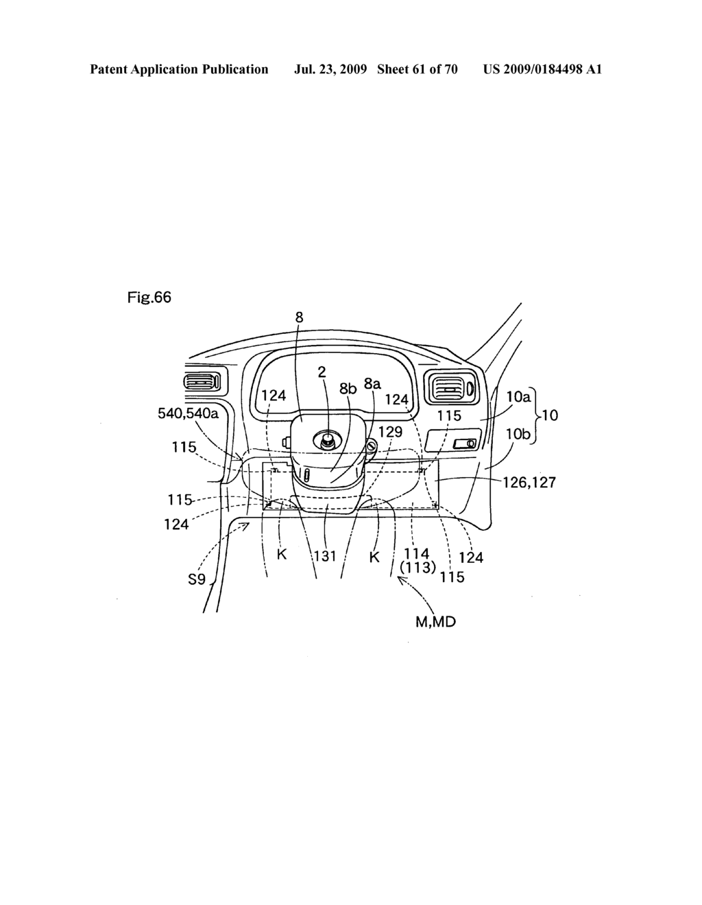 Knee protecting airbag device - diagram, schematic, and image 62