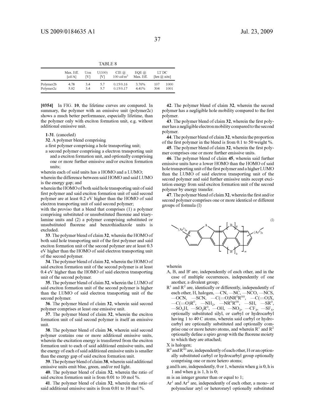 POLYMER BLENDS AND THEIR USE IN ORGANIC LIGHT EMITTING DEVICES - diagram, schematic, and image 43