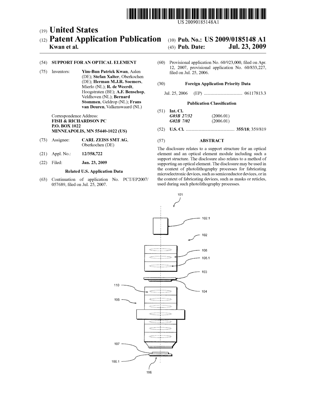 SUPPORT FOR AN OPTICAL ELEMENT - diagram, schematic, and image 01