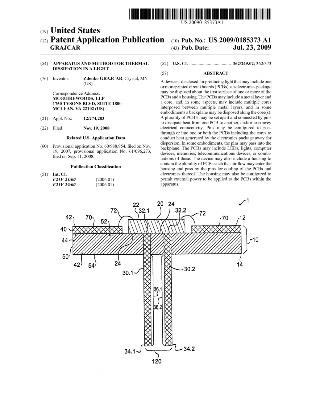 APPARATUS AND METHOD FOR THERMAL DISSIPATION IN A LIGHT - diagram, schematic, and image 01