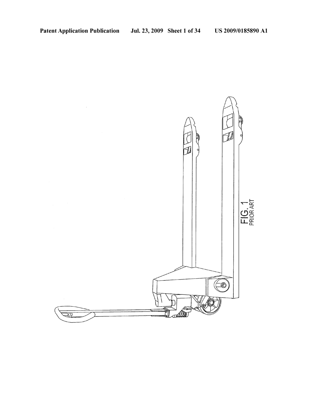 PALLET JACK SYSTEM AND METHOD FOR THE TRANSPORTATION OF STACKABLE PACKAGED GOODS PALLETS - diagram, schematic, and image 02