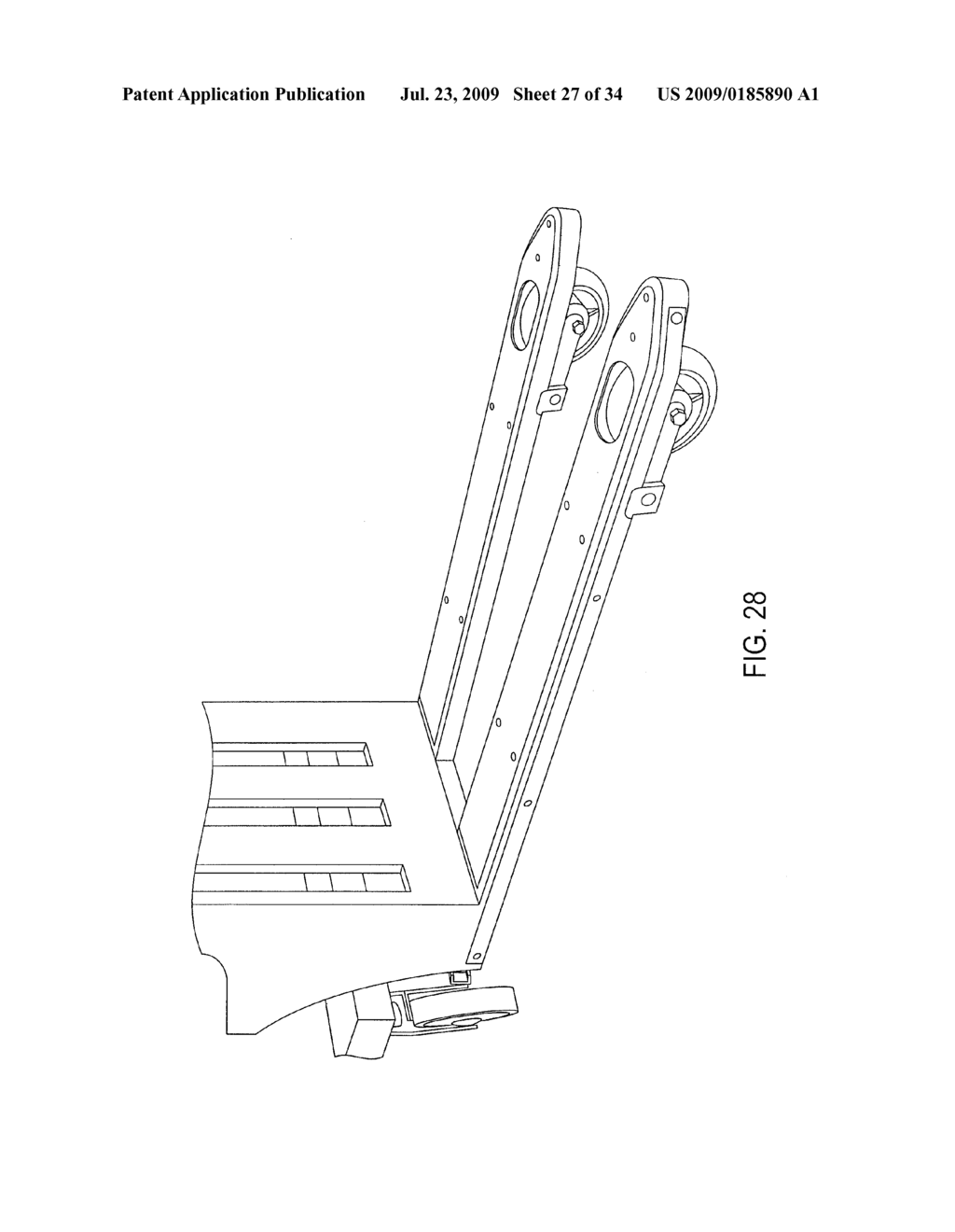 PALLET JACK SYSTEM AND METHOD FOR THE TRANSPORTATION OF STACKABLE PACKAGED GOODS PALLETS - diagram, schematic, and image 28