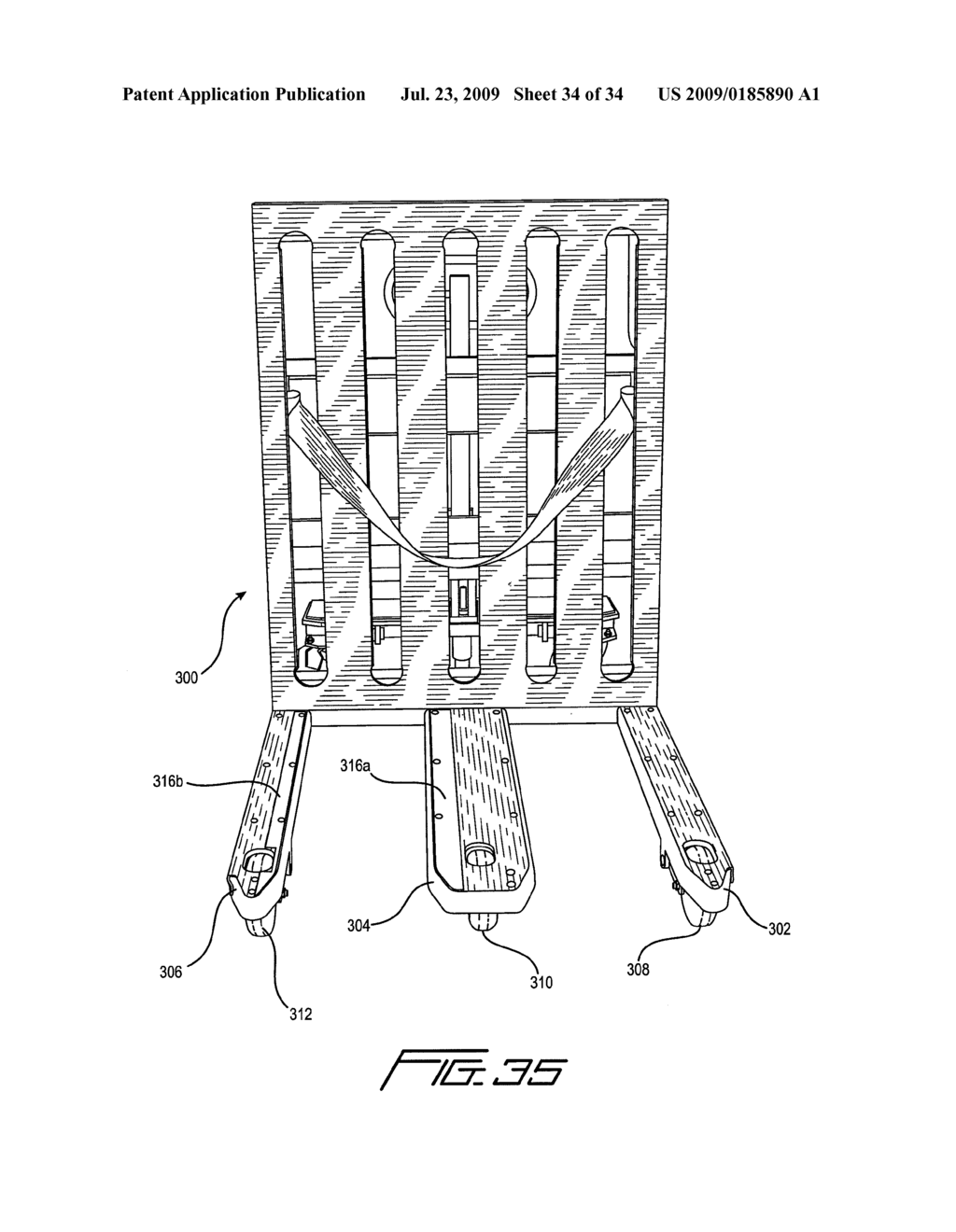 PALLET JACK SYSTEM AND METHOD FOR THE TRANSPORTATION OF STACKABLE PACKAGED GOODS PALLETS - diagram, schematic, and image 35