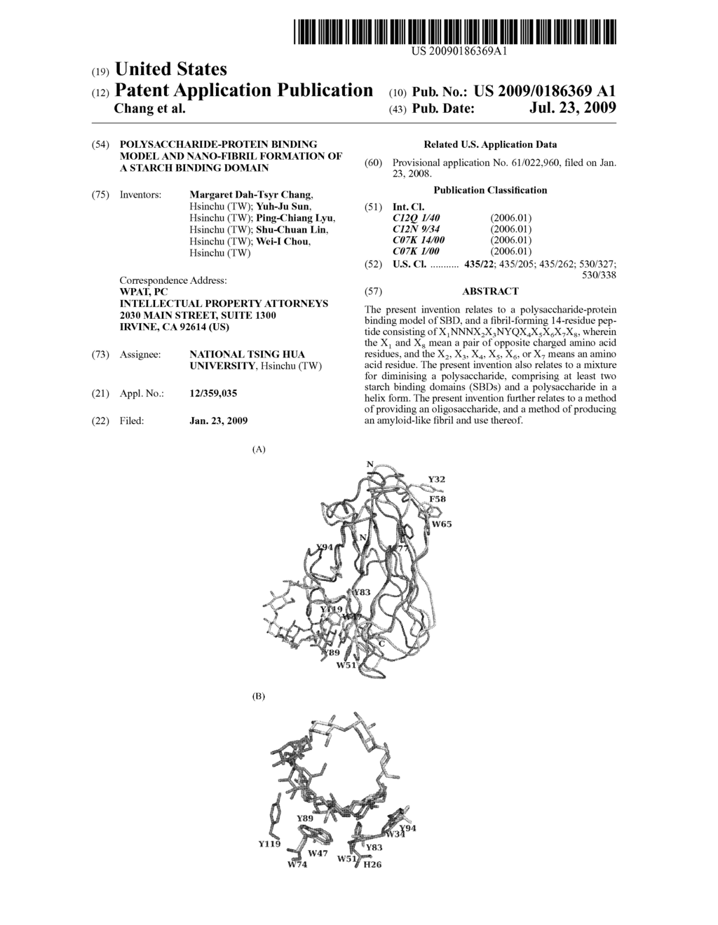 POLYSACCHARIDE-PROTEIN BINDING MODEL AND NANO-FIBRIL FORMATION OF A STARCH BINDING DOMAIN - diagram, schematic, and image 01