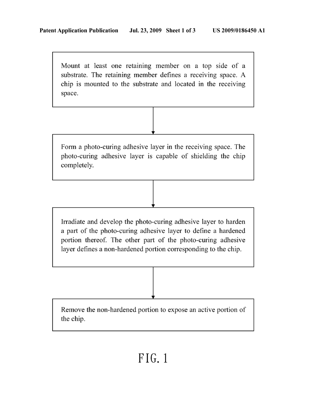 IC PACKAGING PROCESS BY PHOTO-CURING ADHESIVE - diagram, schematic, and image 02