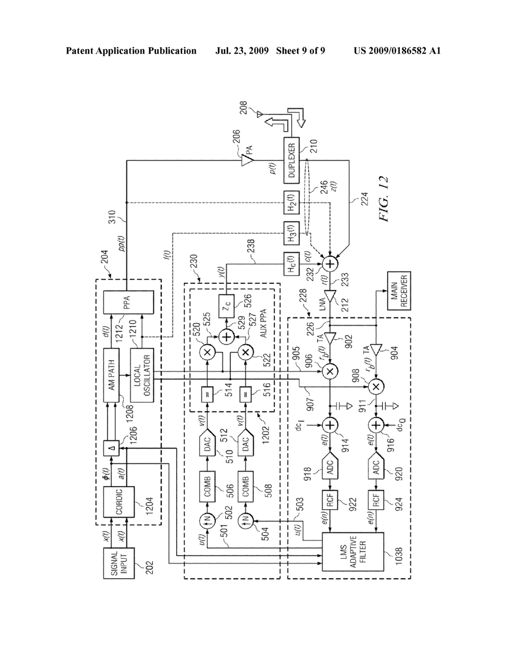 SYSTEM AND METHOD FOR TRANSMISSION INTERFERENCE CANCELLATION IN FULL DUPLEX TRANSCEIVER - diagram, schematic, and image 10