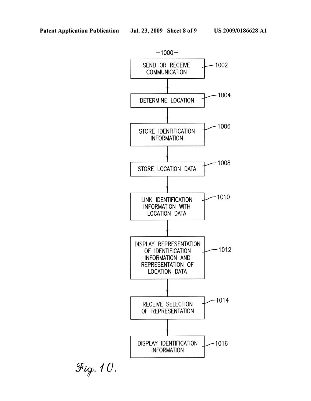 DEVICE AND METHOD FOR LINKING COMMUNICATIONS WITH LOCATION DATA - diagram, schematic, and image 09