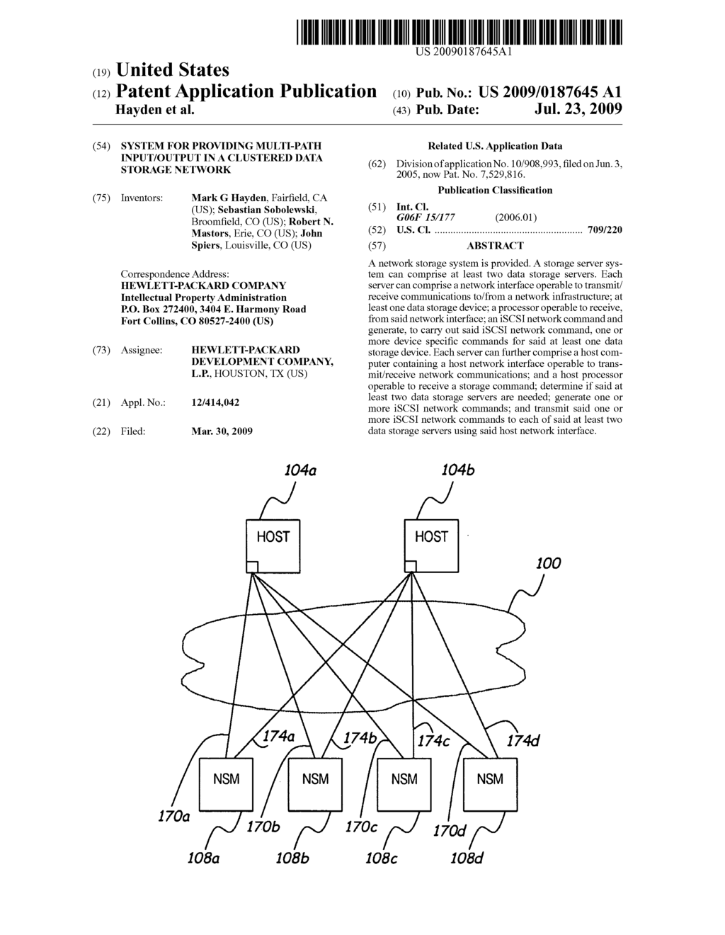 SYSTEM FOR PROVIDING MULTI-PATH INPUT/OUTPUT IN A CLUSTERED DATA STORAGE NETWORK - diagram, schematic, and image 01