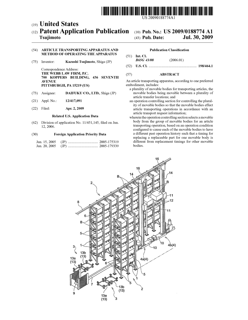 Article Transporting Apparatus and Method of Operating the Apparatus - diagram, schematic, and image 01