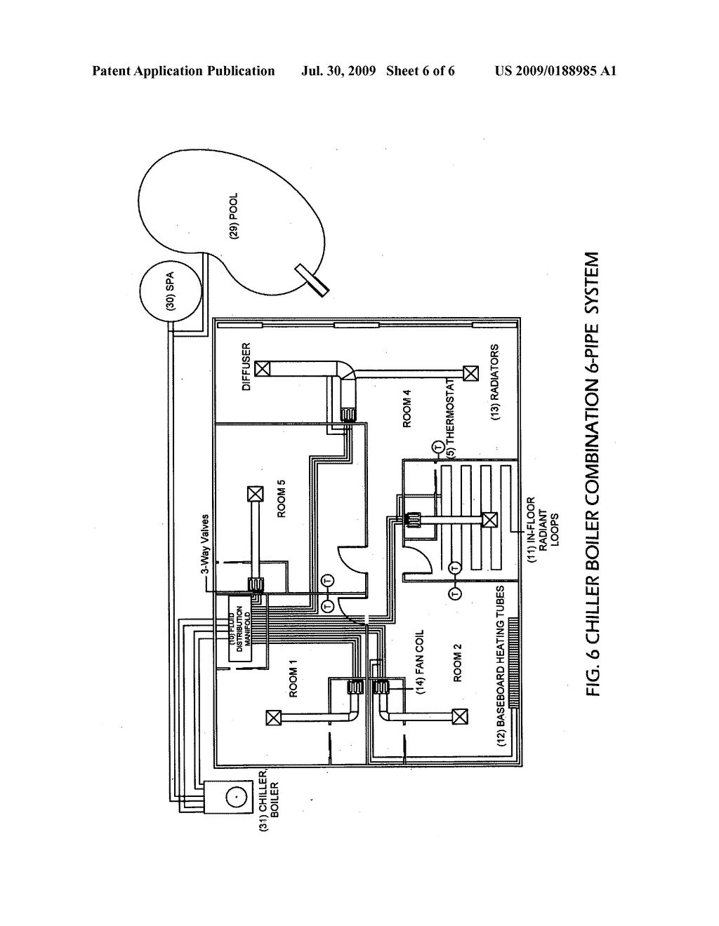 Combined chiller and boiler HVAC system in a single outdoor operating unit - diagram, schematic, and image 07