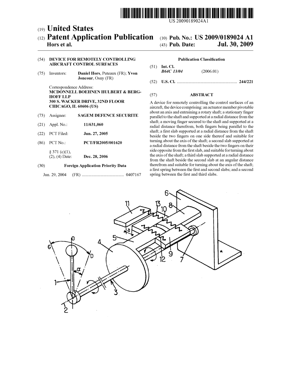 Device for Remotely Controlling Aircraft Control Surfaces - diagram, schematic, and image 01