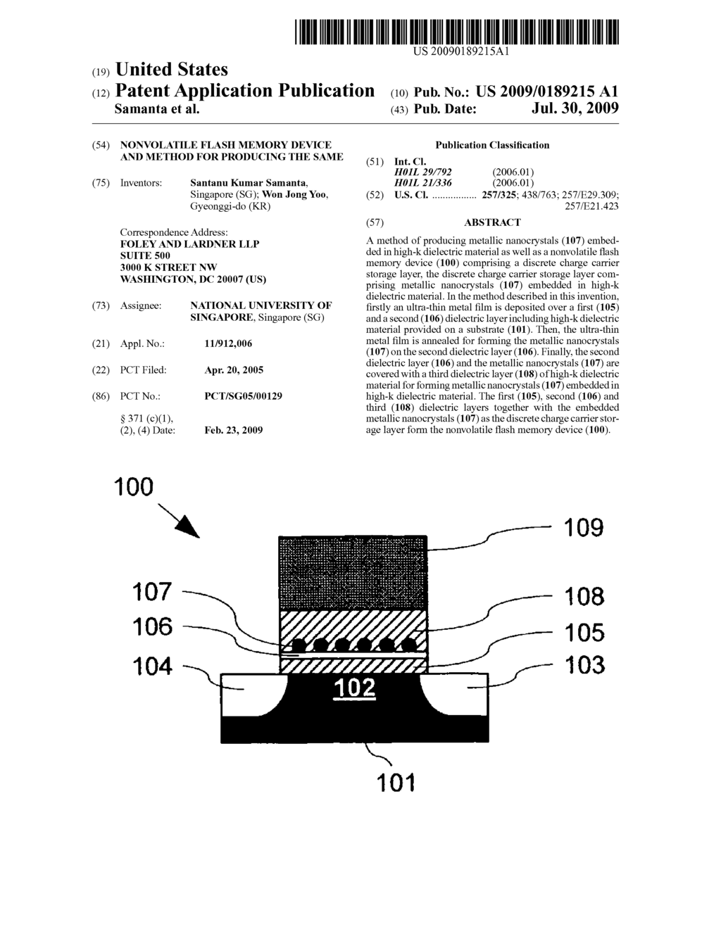 NONVOLATILE FLASH MEMORY DEVICE AND METHOD FOR PRODUCING THE SAME - diagram, schematic, and image 01