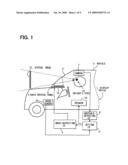 Automotive display device showing virtual image spot encircling front obstacle diagram and image