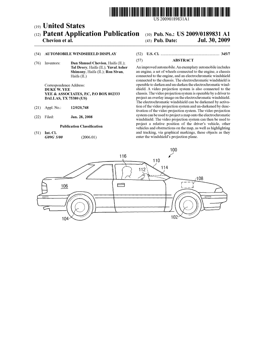 AUTOMOBILE WINDSHIELD DISPLAY - diagram, schematic, and image 01