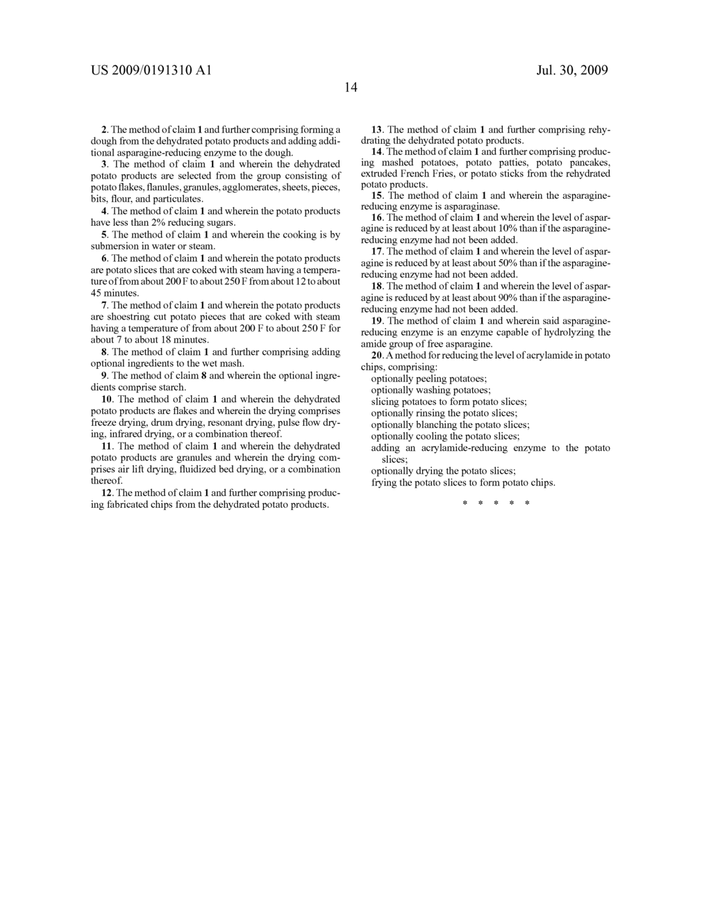 Method for Reducing Acrylamide in Foods, Foods Having Reduced Levels of Acrylamide and Article of Commerce - diagram, schematic, and image 18