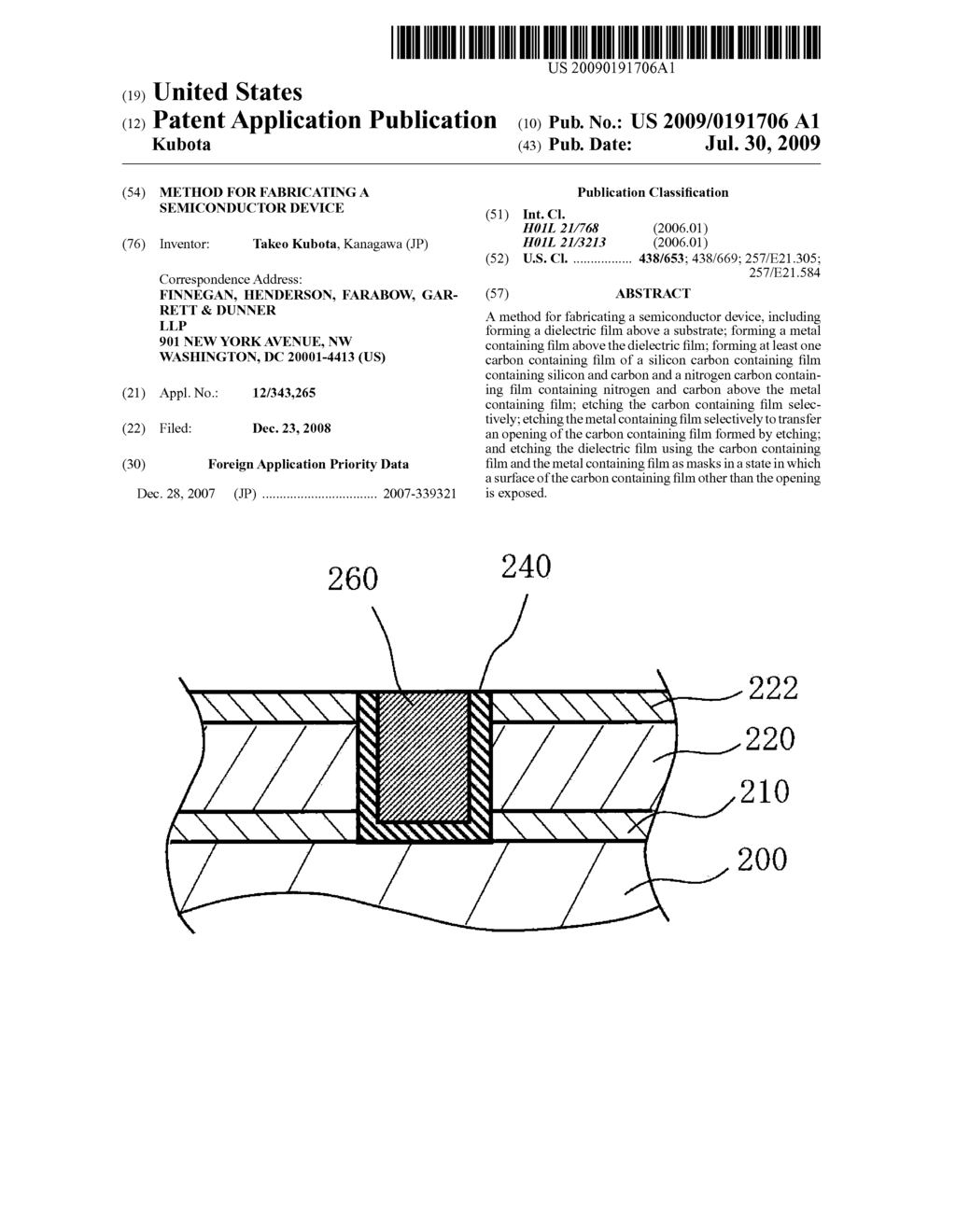 METHOD FOR FABRICATING A SEMICONDUCTOR DEVICE - diagram, schematic, and image 01