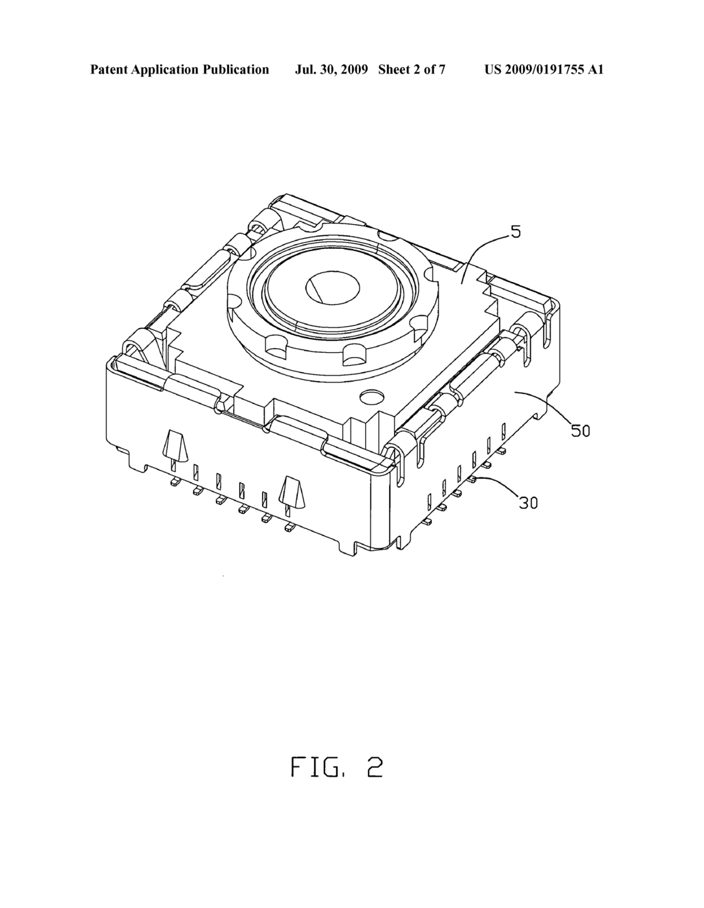 Camera module connector with signal contacts retained on a shielding shell - diagram, schematic, and image 03