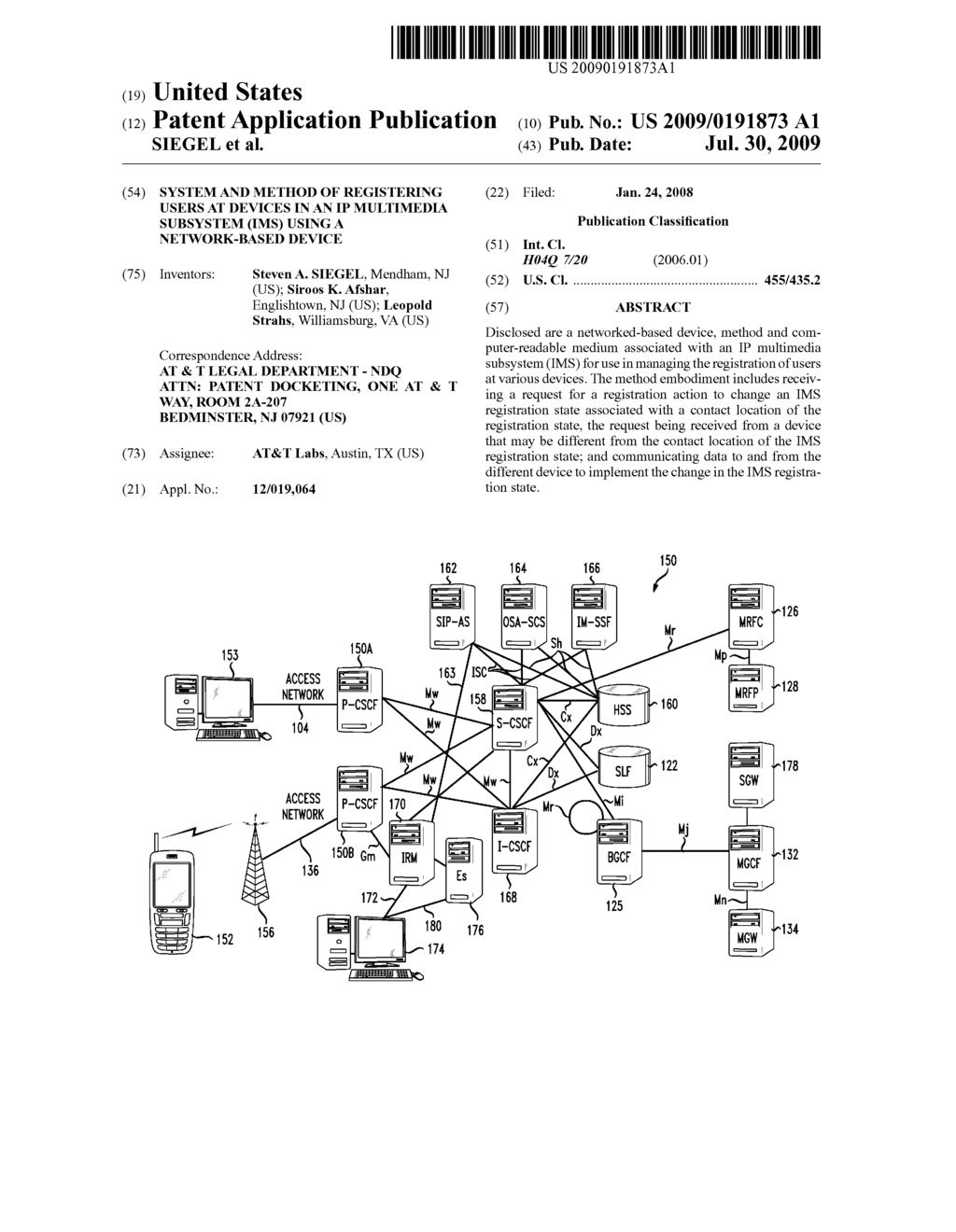 SYSTEM AND METHOD OF REGISTERING USERS AT DEVICES IN AN IP MULTIMEDIA SUBSYSTEM (IMS) USING A NETWORK-BASED DEVICE - diagram, schematic, and image 01