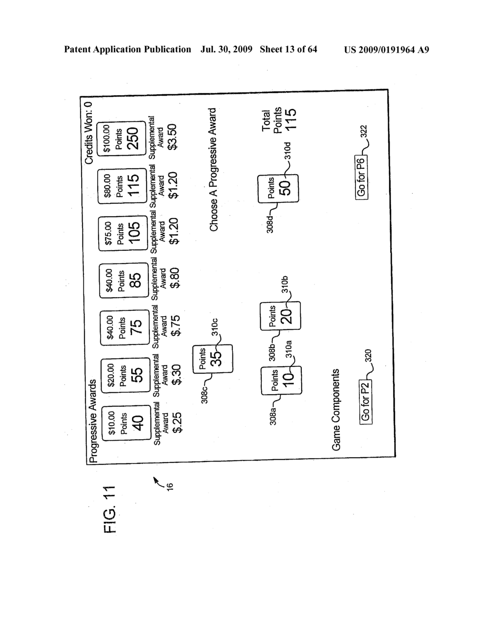 GAMING SYSTEM AND METHOD FOR ENABLING A PLAYER TO SELECT PROGRESSIVE AWARDS TO TRY FOR AND CHANCES OF WINNING PROGRESSIVE AWARDS - diagram, schematic, and image 14