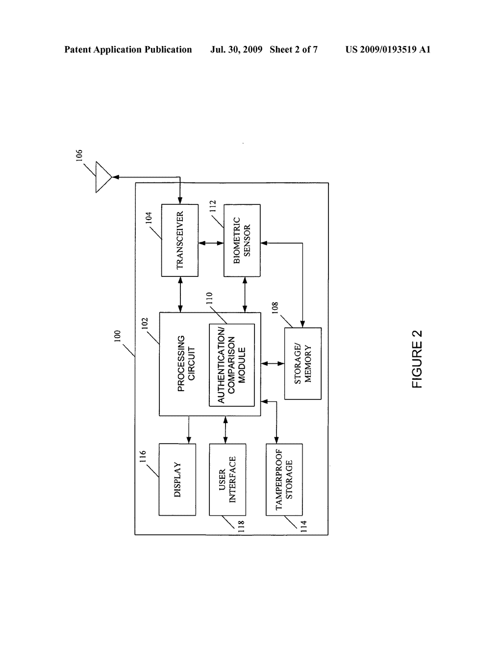 Systems and Methods for Accessing a Tamperproof Storage Device in a Wireless Communication Device Using Biometric Data - diagram, schematic, and image 03