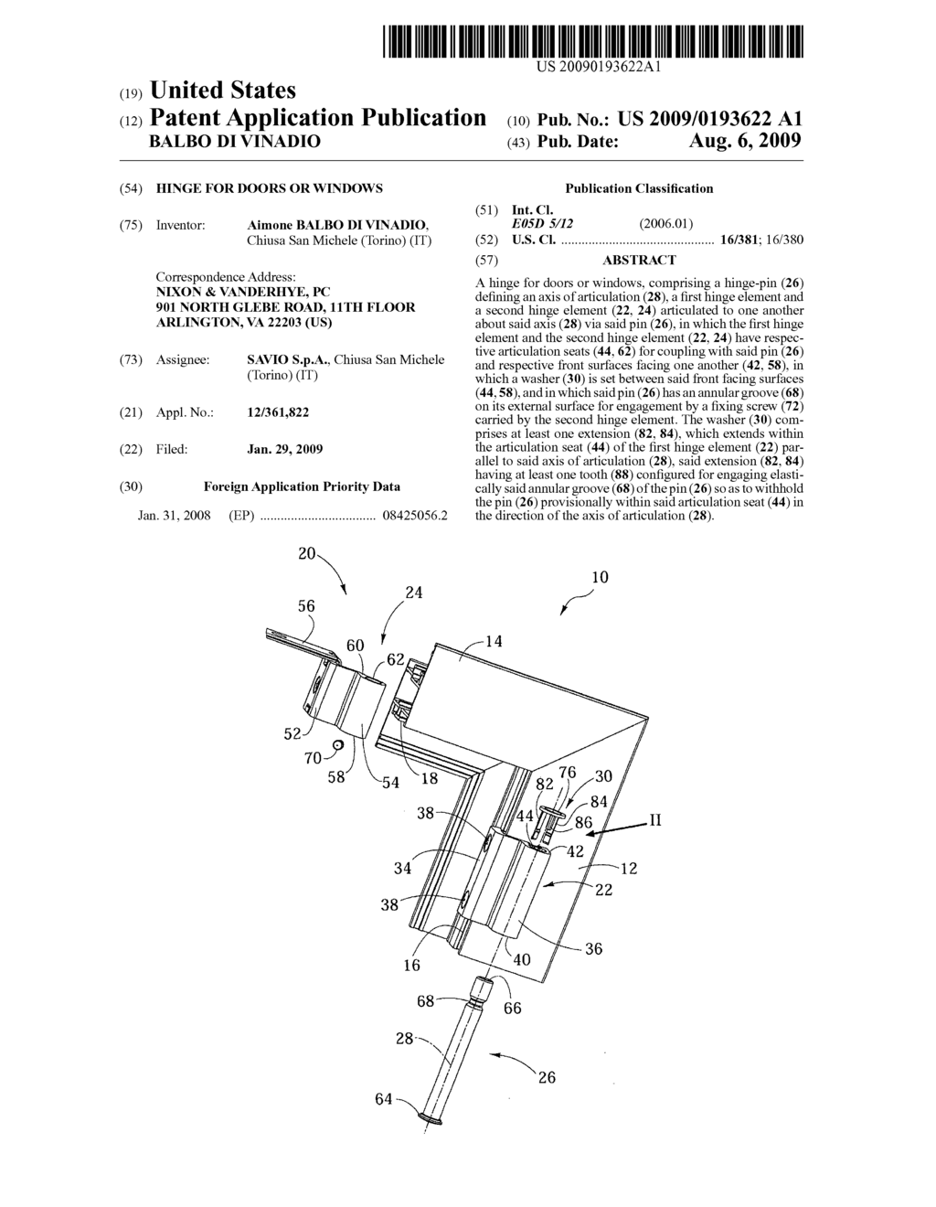 HINGE FOR DOORS OR WINDOWS - diagram, schematic, and image 01