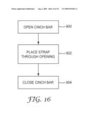 BUCKLE AND RESPIRATOR USING SUCH BUCKLE, HAVING A DEFORMABLE CINCH BAR, AND METHOD diagram and image