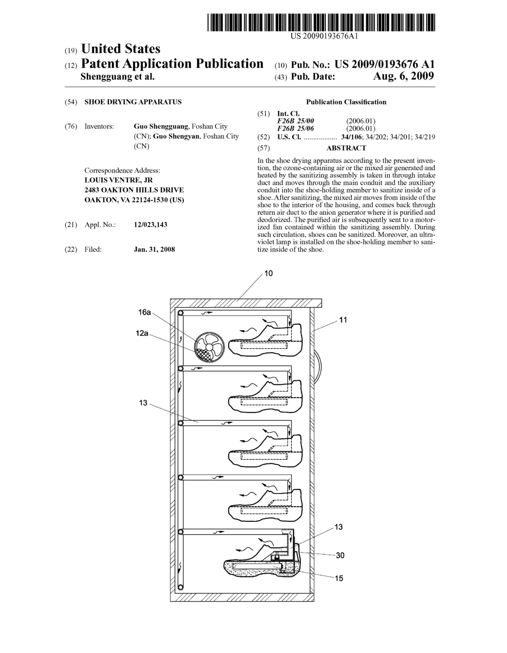 Shoe Drying Apparatus - diagram, schematic, and image 01