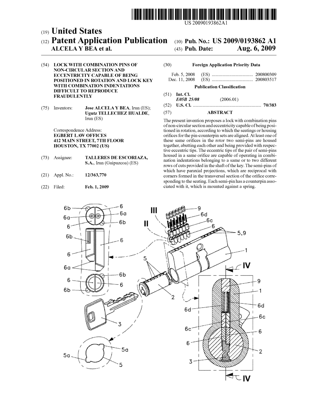 LOCK WITH COMBINATION PINS OF NON-CIRCULAR SECTION AND ECCENTRICITY CAPABLE OF BEING POSITIONED IN ROTATION AND LOCK KEY WITH COMBINATION INDENTATIONS DIFFICULT TO REPRODUCE FRAUDULENTLY - diagram, schematic, and image 01