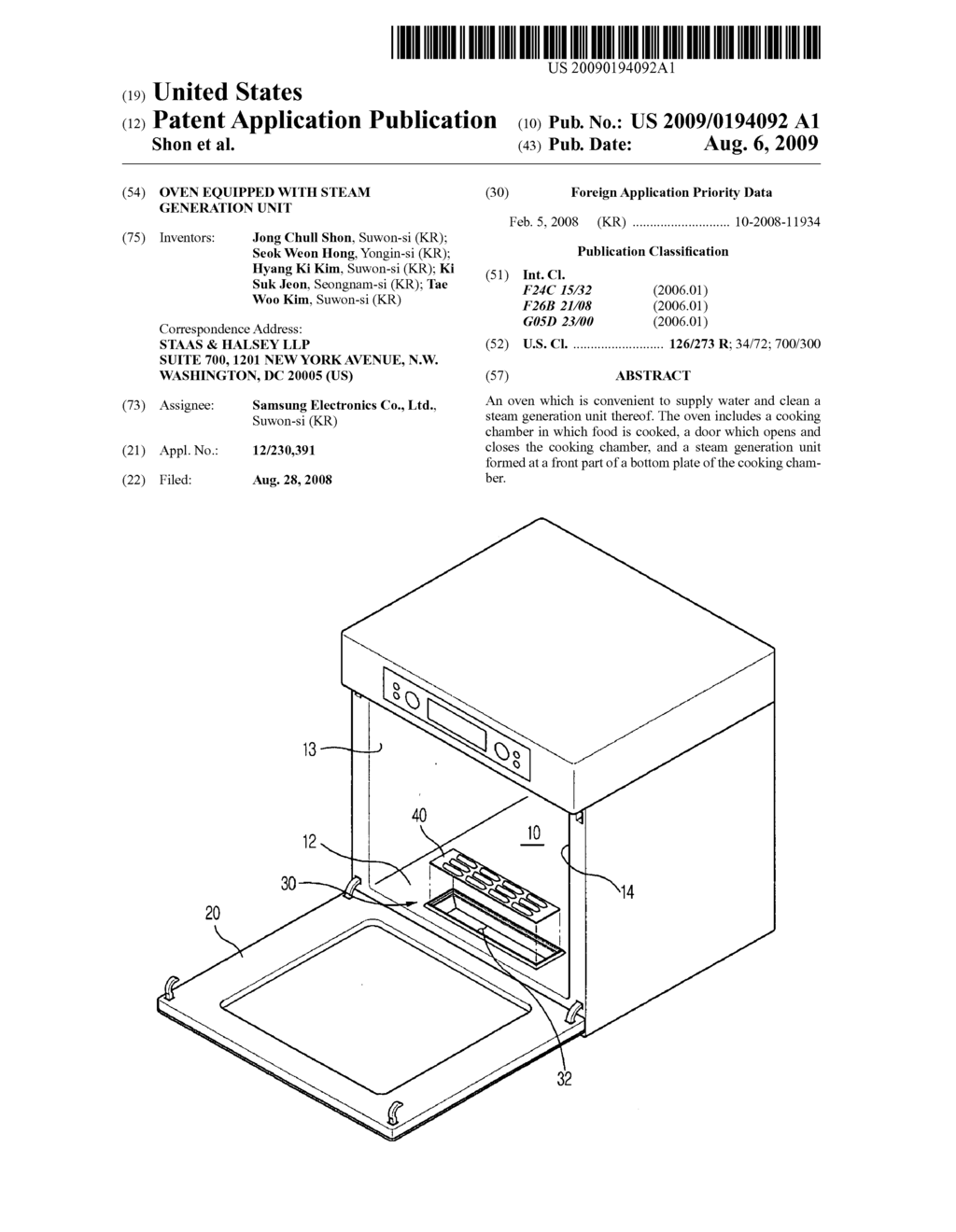 Oven equipped with steam generation unit - diagram, schematic, and image 01