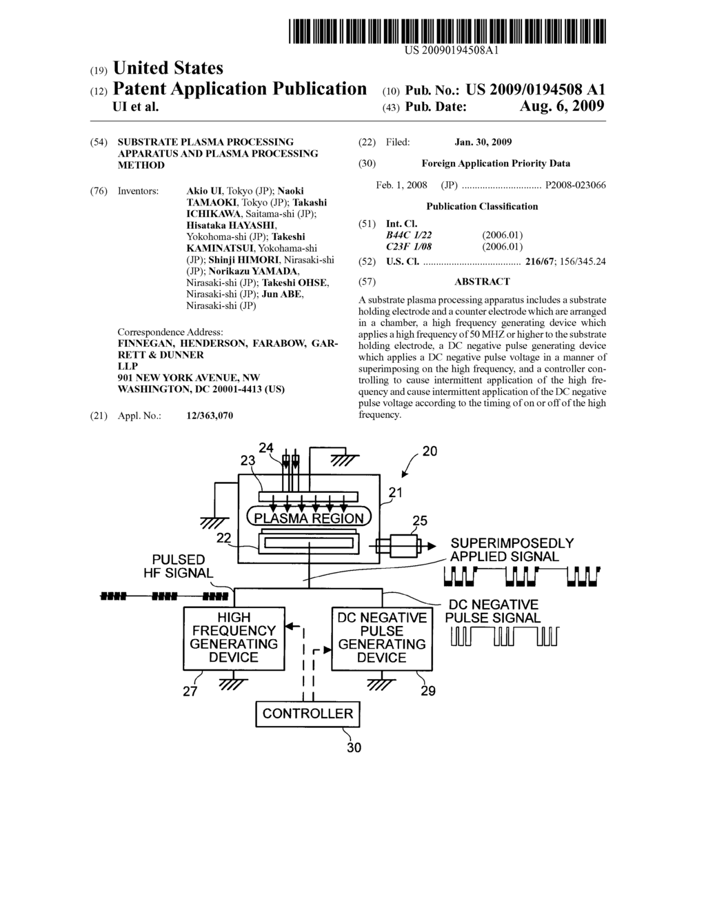 SUBSTRATE PLASMA PROCESSING APPARATUS AND PLASMA PROCESSING METHOD - diagram, schematic, and image 01