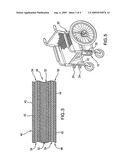 Protective cover device for attachment over foot rest brackets on a wheelchair diagram and image