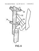 Protective cover device for attachment over foot rest brackets on a wheelchair diagram and image