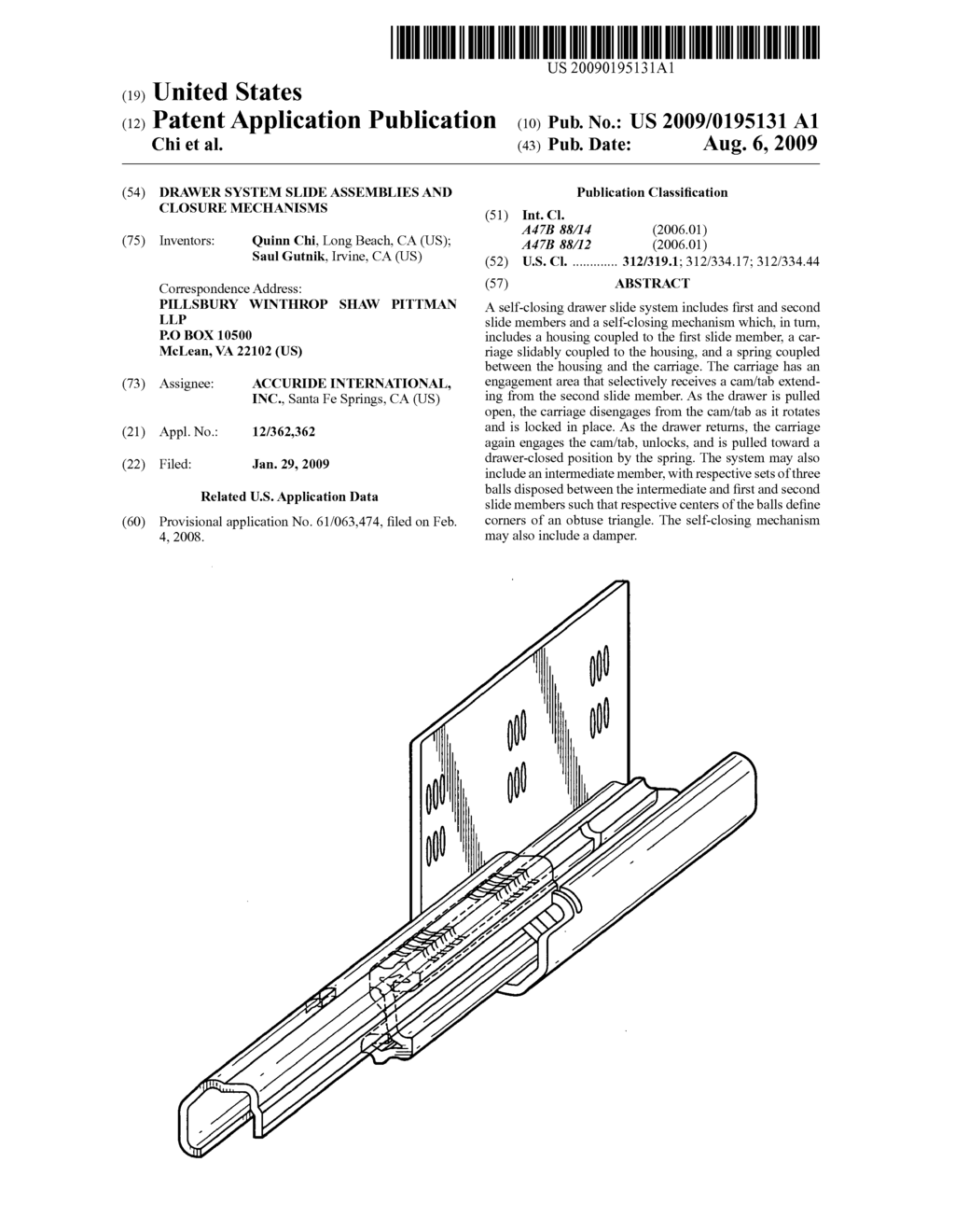 DRAWER SYSTEM SLIDE ASSEMBLIES AND CLOSURE MECHANISMS - diagram, schematic, and image 01