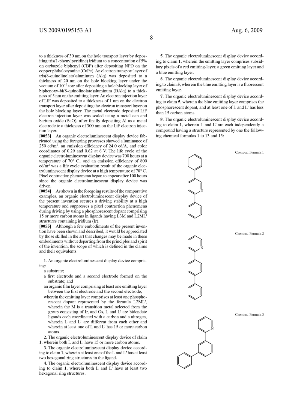 ORGANIC ELECTROLUMINESCENT DISPLAY DEVICE HAVING SUPERIOR CHARACTERISTICS AT HIGH TEMPERATURE - diagram, schematic, and image 10