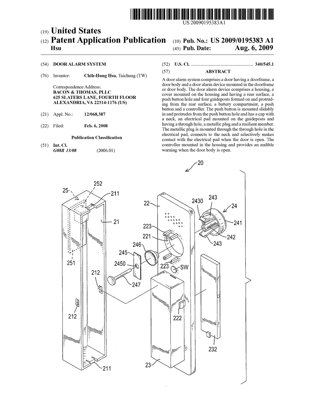 Door alarm system - diagram, schematic, and image 01