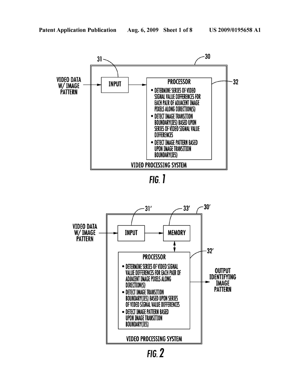 VIDEO PROCESSING SYSTEM PROVIDING IMAGE PATTERN DETECTION BASED UPON IMAGE TRANSITION BOUNDARIES AND RELATED METHODS - diagram, schematic, and image 02