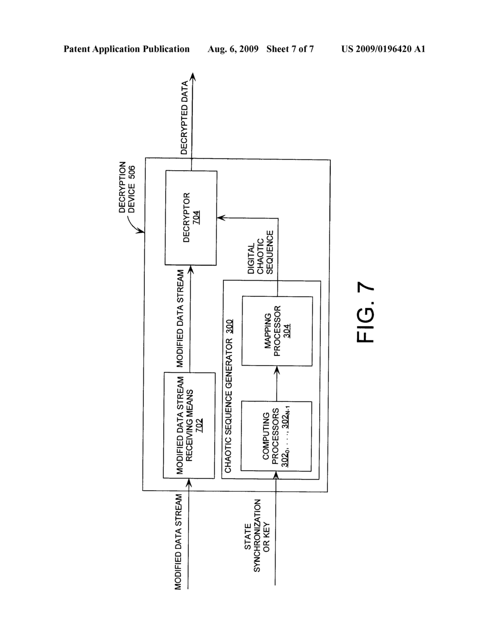 CRYPTOGRAPHIC SYSTEM INCORPORATING A DIGITALLY GENERATED CHAOTIC NUMERICAL SEQUENCE - diagram, schematic, and image 08