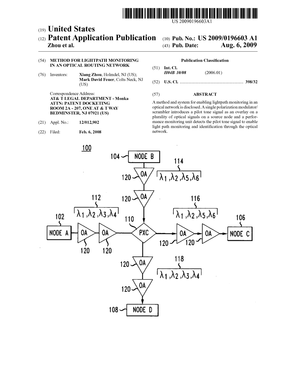 Method for lightpath monitoring in an optical routing network - diagram, schematic, and image 01