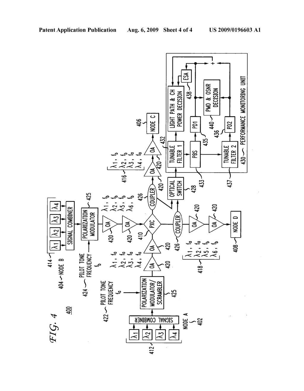 Method for lightpath monitoring in an optical routing network - diagram, schematic, and image 05