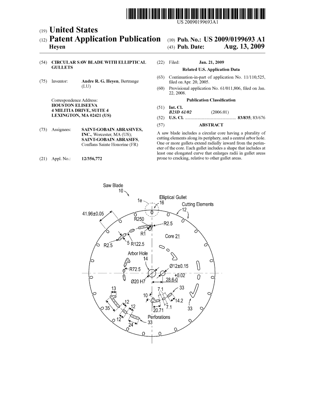 Circular Saw Blade With Elliptical Gullets - diagram, schematic, and image 01