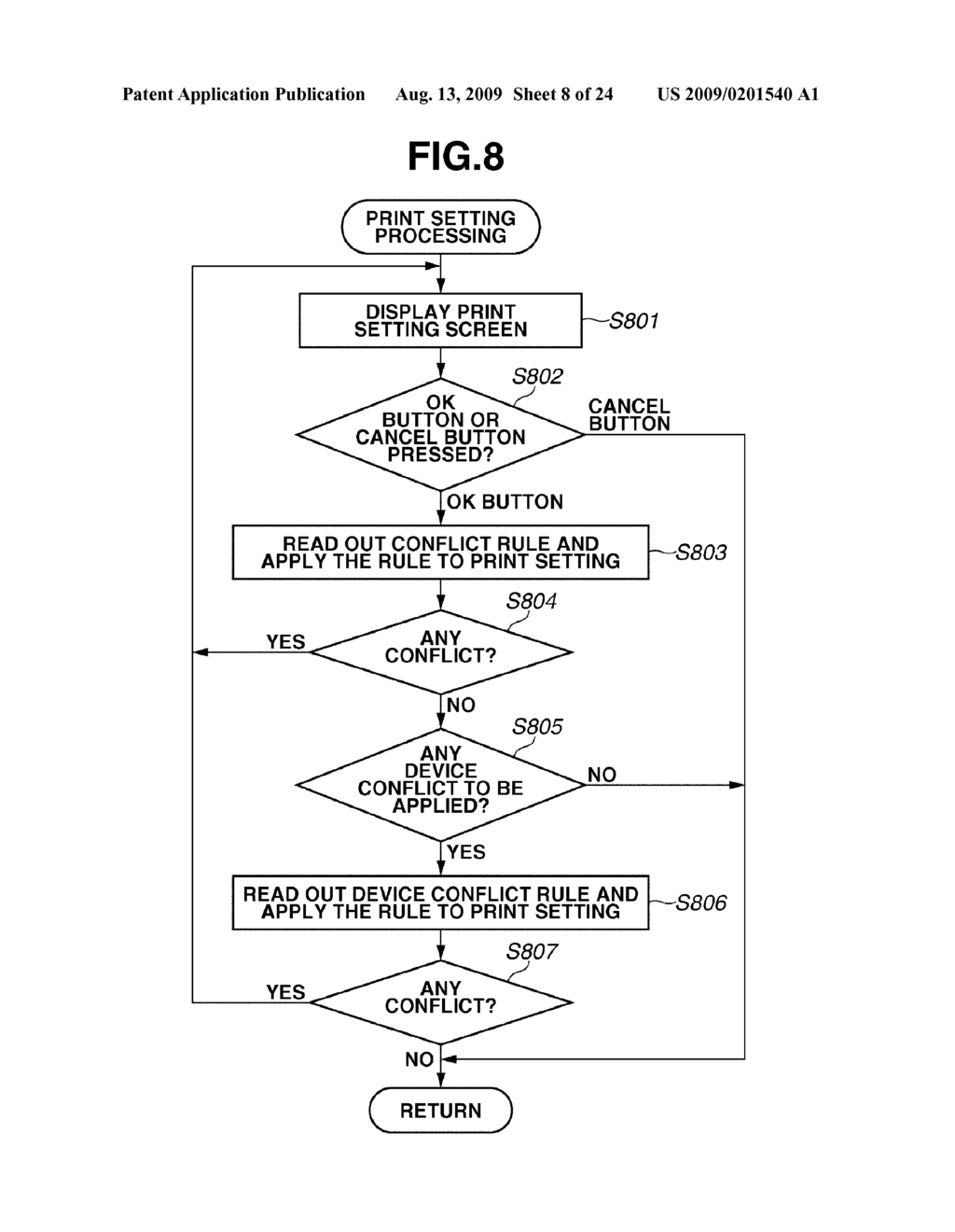 INFORMATION PROCESSING APPARATUS, PRINT SETTING CONTROL METHOD, AND COMPUTER-READABLE STORAGE MEDIUM - diagram, schematic, and image 09