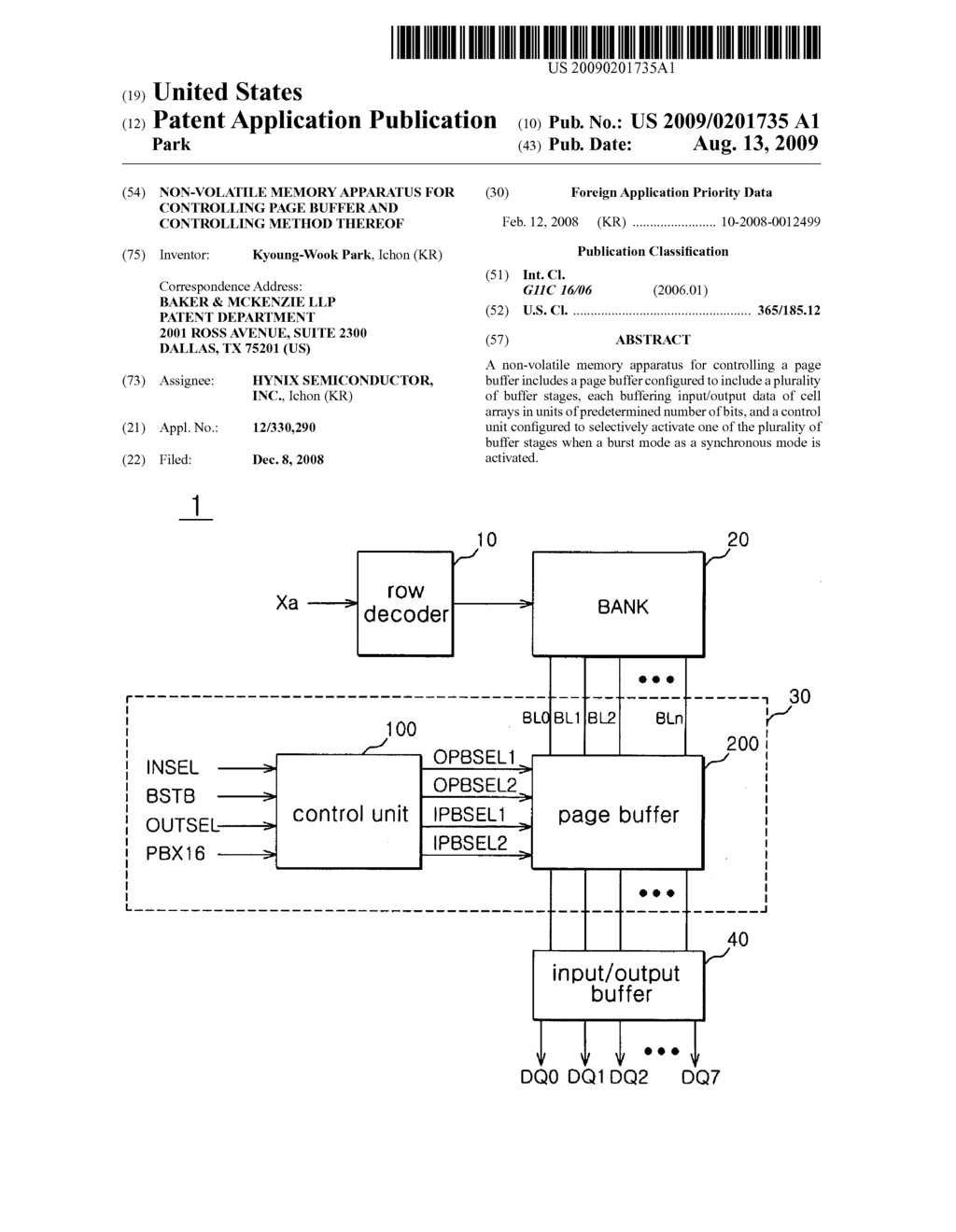 NON-VOLATILE MEMORY APPARATUS FOR CONTROLLING PAGE BUFFER AND CONTROLLING METHOD THEREOF - diagram, schematic, and image 01