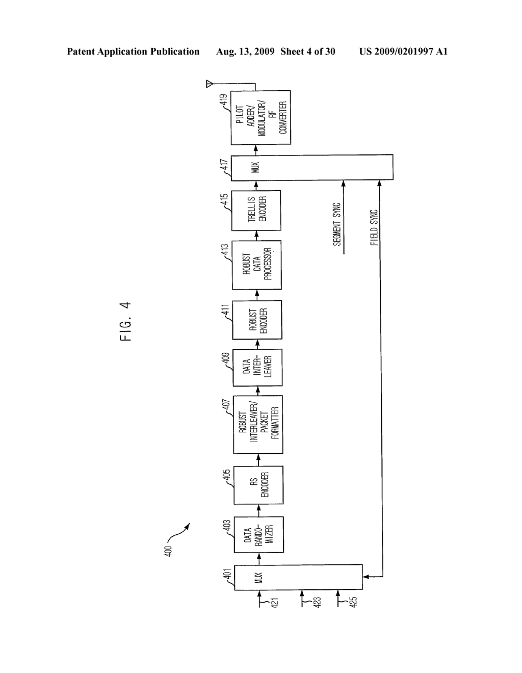 DIGITAL TELEVISION TRANSMISSION AND RECEIVING APPARATUS AND METHOD USING 1/4 RATE CODED ROBUST DATA - diagram, schematic, and image 05