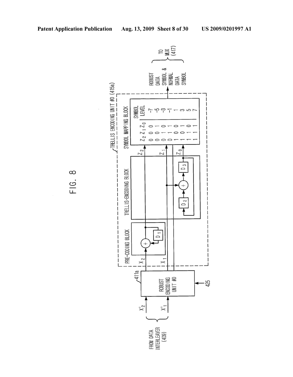 DIGITAL TELEVISION TRANSMISSION AND RECEIVING APPARATUS AND METHOD USING 1/4 RATE CODED ROBUST DATA - diagram, schematic, and image 09