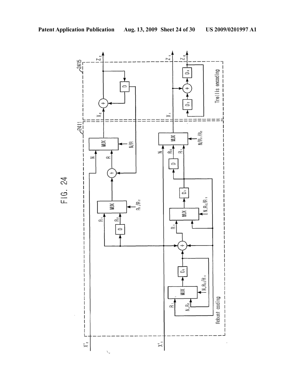 DIGITAL TELEVISION TRANSMISSION AND RECEIVING APPARATUS AND METHOD USING 1/4 RATE CODED ROBUST DATA - diagram, schematic, and image 25