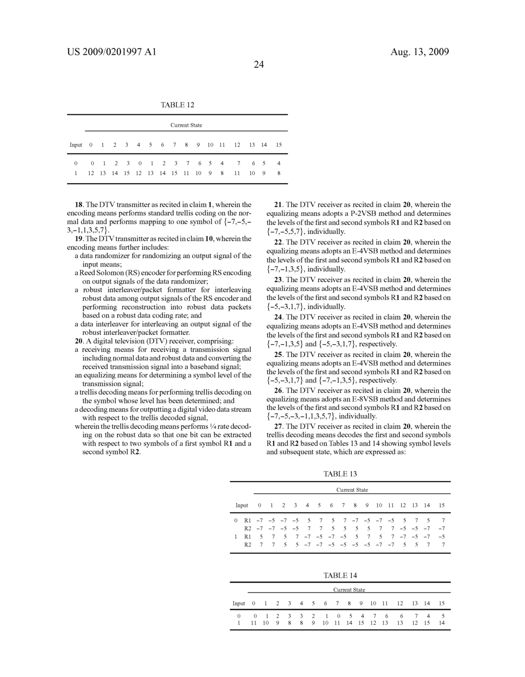 DIGITAL TELEVISION TRANSMISSION AND RECEIVING APPARATUS AND METHOD USING 1/4 RATE CODED ROBUST DATA - diagram, schematic, and image 55