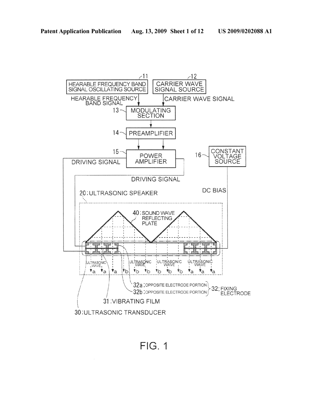 ULTRASONIC TRANSDUCER, ULTRASONIC SPEAKER, ACOUSTIC SYSTEM, AND CONTROL METHOD OF ULTRASONIC TRANSDUCER - diagram, schematic, and image 02