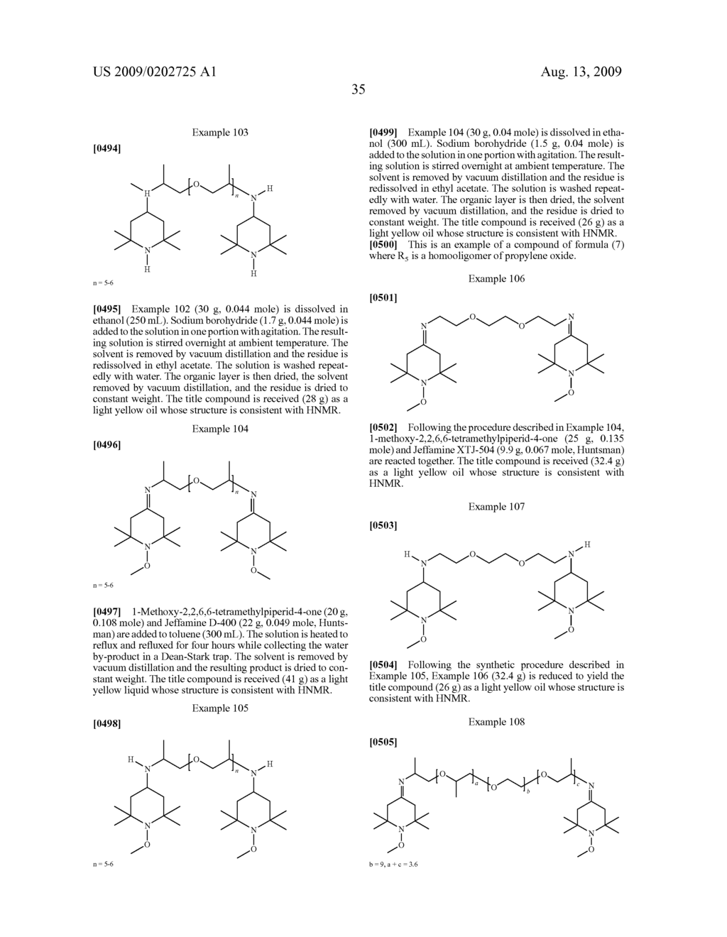 Water compatible sterically hindered alkoxyamines and hydroxy substituted alkoxyamines - diagram, schematic, and image 36