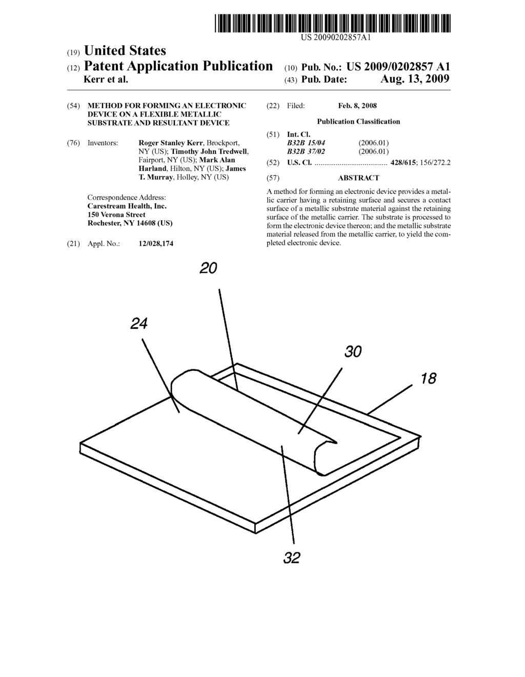 METHOD FOR FORMING AN ELECTRONIC DEVICE ON A FLEXIBLE METALLIC SUBSTRATE AND RESULTANT DEVICE - diagram, schematic, and image 01